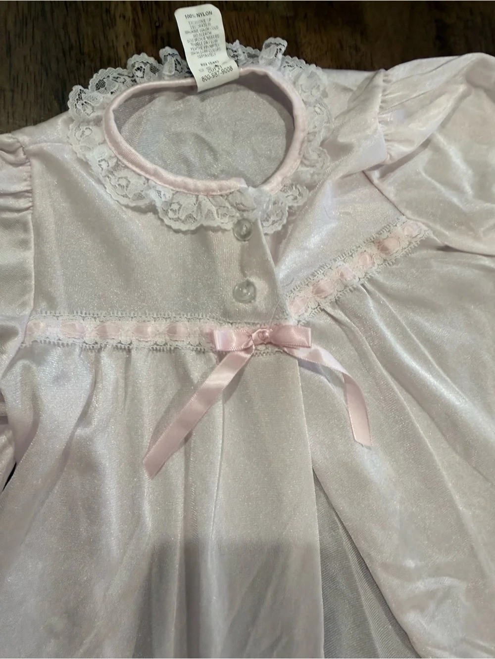 Laura Dare Girls 2T Blush Pink Peignoir Robe Lace Ruffle Made USA Sleepwear VTG